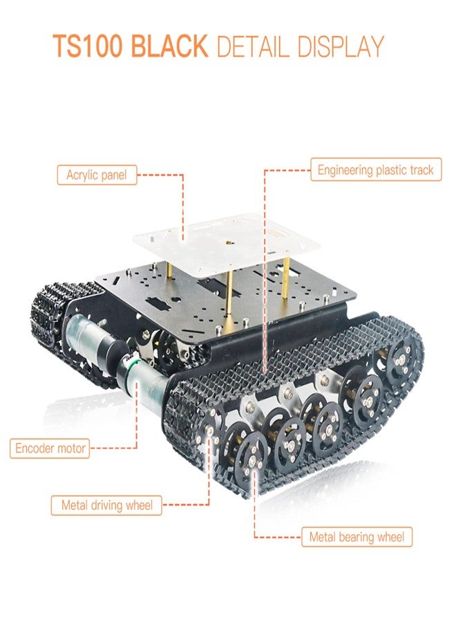 Swaytail طقم هيكل سيارة روبوت معدني ذكي احترافي ماص للصدمات، متوافق مع أردوينو/راسبيري، مركبة مجنزرة ماصة للصدمات، زاحفة مجنزرة للتحكم عن بعد مع نظام تخميد الاهتزازات - Image 3